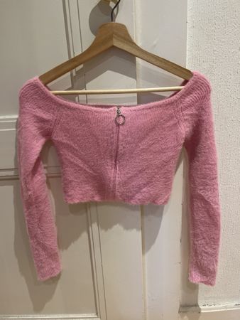 Crop top rose manche longue