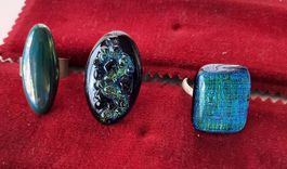 2 Glas Ringe, handgefertigt, Unikate + 1 Ring