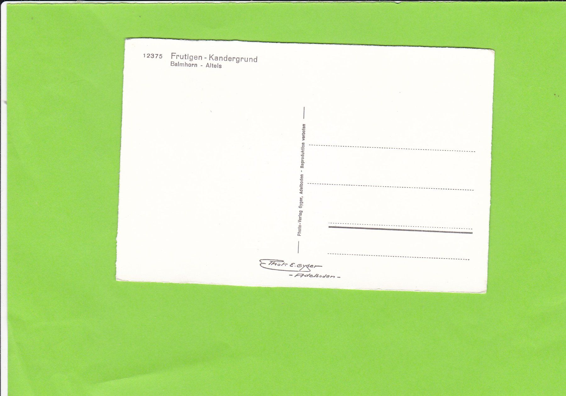 Cartoline postali: 12375 Frutigen-Kandergrund, E. Gyger – Usato da St. Peterzell venduto da neckertal 1