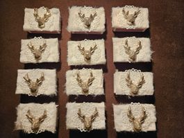 12x Tischdeko Geschenk Hirsch Rentier Landhaus Zündhölzer