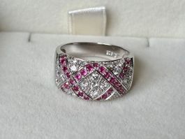 Rubin Schmuckring, Silber 925