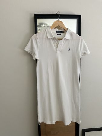 Polo Ralph Lauren Mesh Mini Kleid Weiss Grösse M