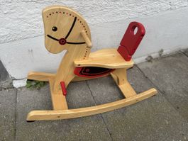Schaukelpferd Holz mit rotem Sitz gute Zustand