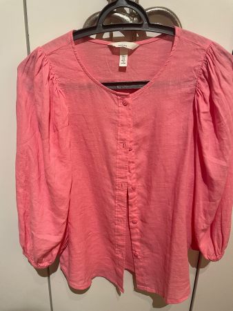 Alles 10.Bluse von H&M gr 36 Linen Korallfarbe mit Puffärmel