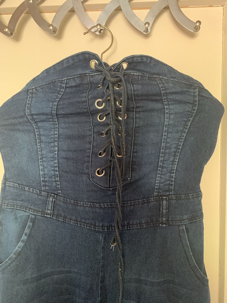 Jeans: Dunkelblauer Jeansoverall mit Schnürung Grösse S – Gebraucht aus Laufen von Nivo33 2