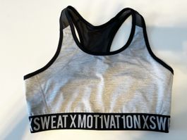 H&M Sport BH, Grau/Schwarz, Gr. l - Neuwertig!