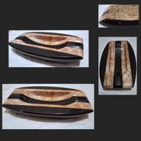 Vintage Marmor Aschenbecher, schwarz/beige/lachs-Art Deco