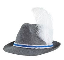 neuer grauer Trachtenhut blau-weiß