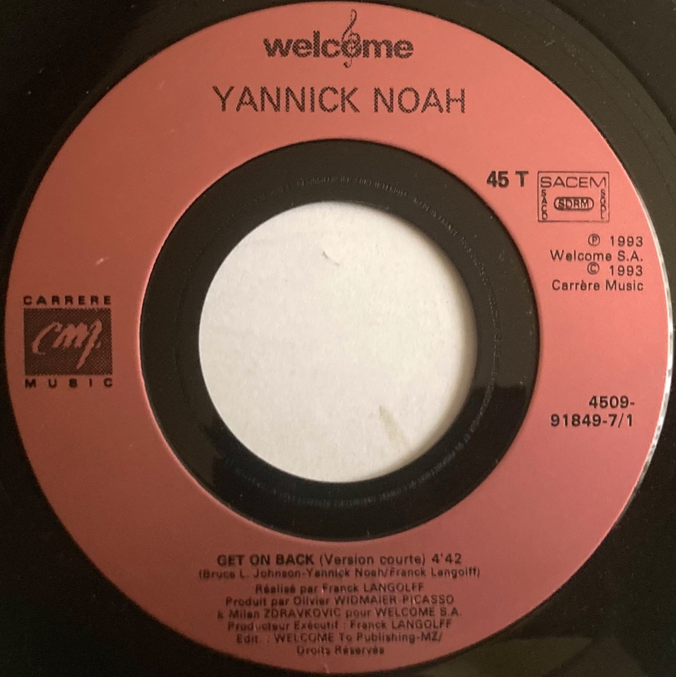 Schallplatten: YANNICK NOAH - GET ON BACK – Gebraucht aus Poliez-Pittet von Newtown-Records 2
