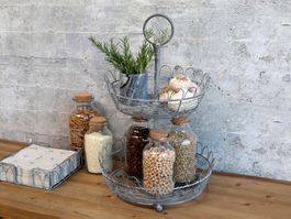Chic Antique Etagere/Aufsatz mit 2 fil de fer Körben