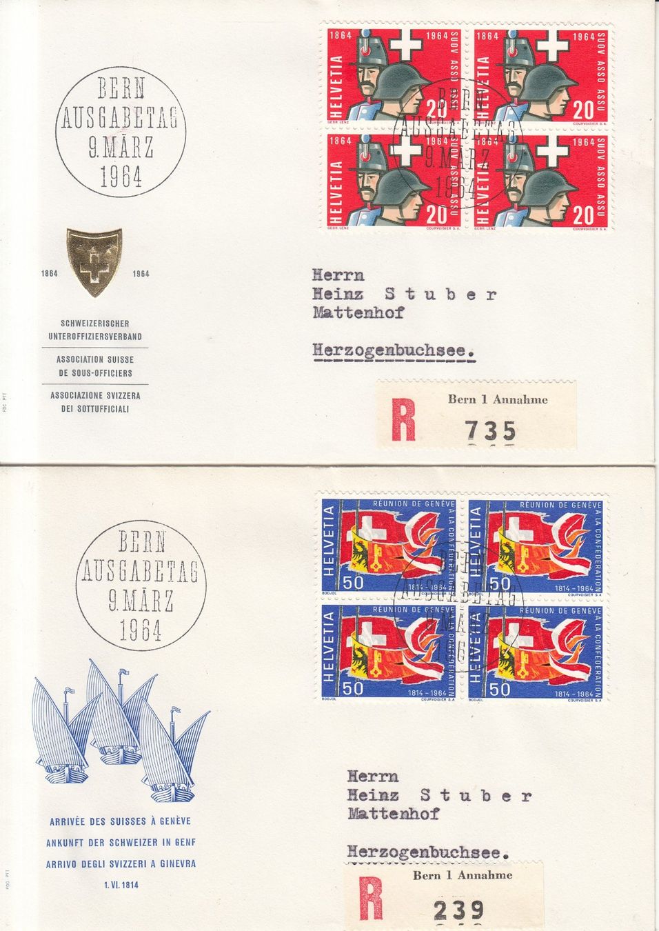 Tutti i francobolli: SBK 406 - 409 im 4er-Block FDC – Usato da Bürglen TG venduto da StampGraf 2