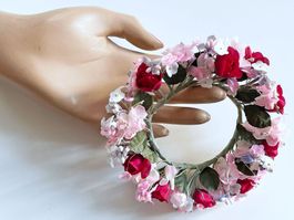 Romantisches Blütenkränzchen rot-rosa VINTAGE handgefertigt