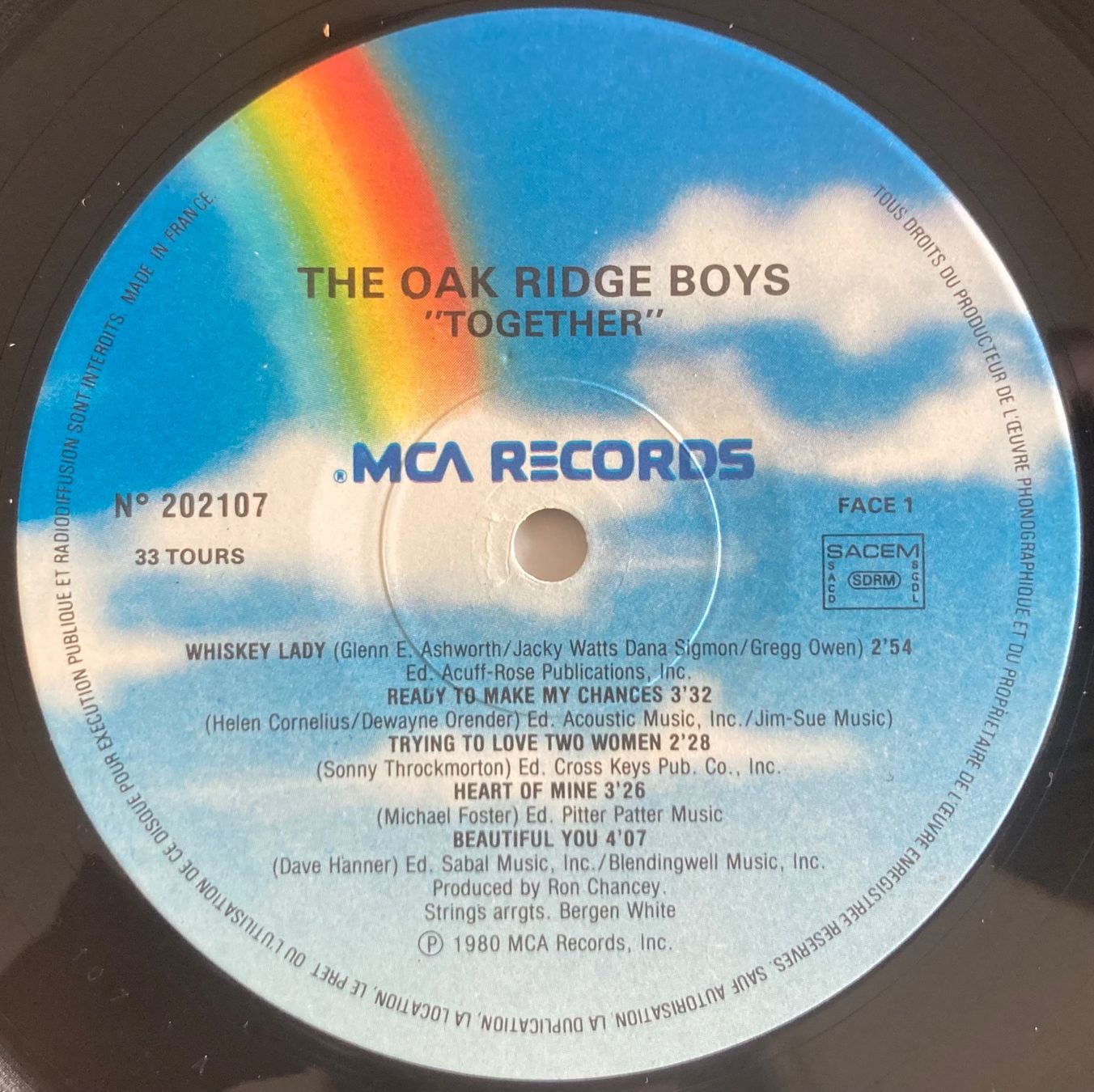 Vinyles: THE OAK RIDGE BOYS - TOGETHER – D'occasion à Poliez-Pittet par Newtown-Records 2