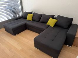 Sofa U-Form mit Bettfunktion - Professionell gereinigt