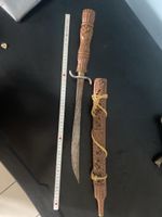 Dolch mit Holzscheide geschnitzt gebraucht