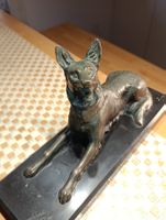 Art Deko Hunde Skulptur Zinn Marmor Sockel um 1930j France