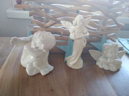 4 Porcelain Angels Christmas Figurines Ornament White
