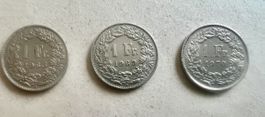 CH Münzen 3x 1.Fr. 1968/1969/1970
