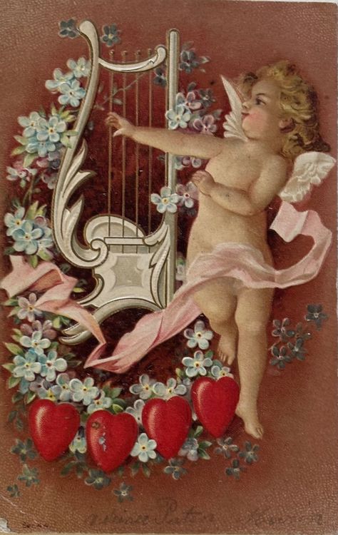 Engel, Harfe, Liebe, Herz, Prägedruck, Vollstempel Ems, 1903 (Gebraucht ...