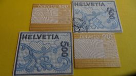 2 HOLZMARKEN/1 STICKEREIMARKEN POSTFRISCH; 1 x AUSGABETAG