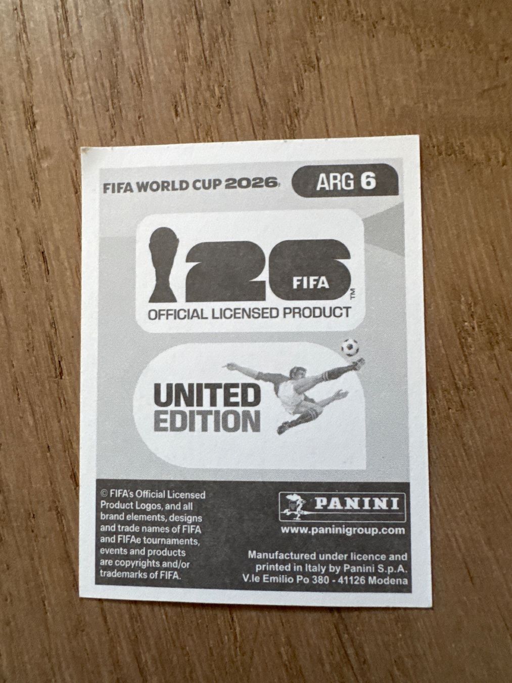 Panini Carte collezionabili: Panini 2026 ARG 6 – Usato da Lausanne venduto da FabienA 1