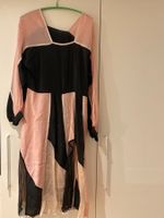 Edles vintage Seidenkleid / Kaftan Schwarz/Rosa Gr. M/L