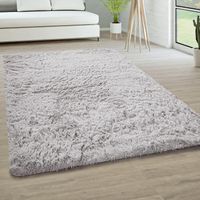 DEAL ☝XXL Teppich Hochflor Shaggy Flauschig Silber 160x220