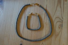 Elegantes Schmuck-Set: Halskette & Armband Hämatit