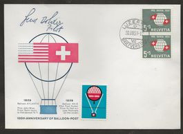 Ballon Schweiz 1959 Rapperswil Luzern Flugpost Luftpost