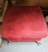 Roter Samt Hocker / Fusshocker mit Chrom-Füssen, Top!