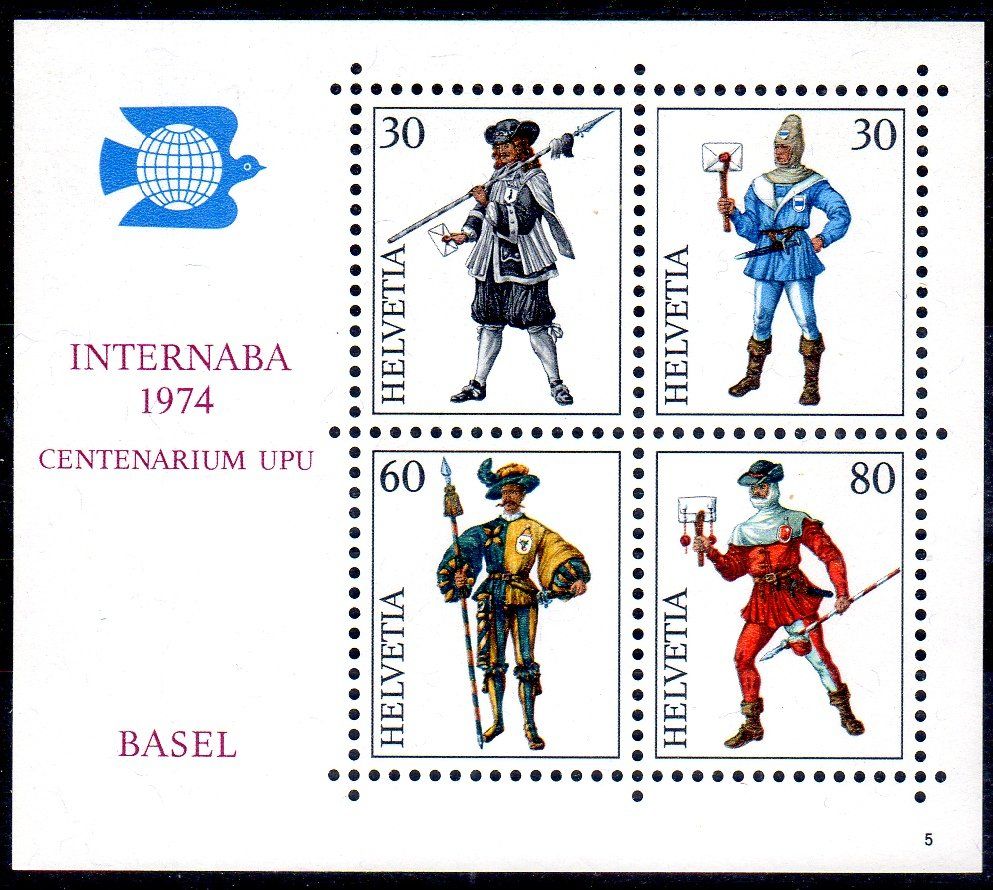 Tutti i francobolli: INTERNABA 1974 CENTENARIUM UPU BASEL **POSTFRISCH** - DD397 – Nuovo (secondo la descrizione) da Losone venduto da EM2019