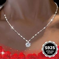 S925 Sterling Silber Halskette mit Zirkonia Anhänger