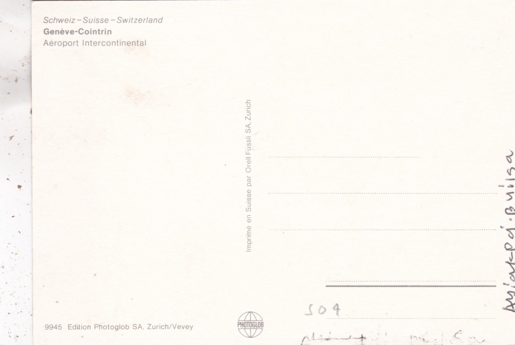 Cartoline postali: Genève Cointrin Aeroport Intercontinental – Usato da Herisau venduto da Lisegrat2008 1