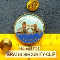 LONDON TOWER BRIDGE SCHMUCK-PIN GLASIERT GOLDIG