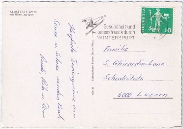 Ansichtskarten: Klosters mit Silvrettagruppe – Gebraucht aus Binningen von Mountainrider 1