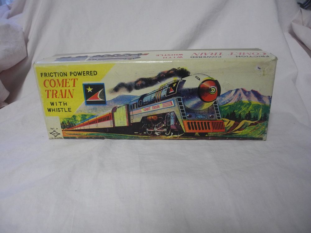 Train En Tôle Jouet Vintage - Made In Japan, Longueur 36 Cm, Marque Modern Toys, Occasion