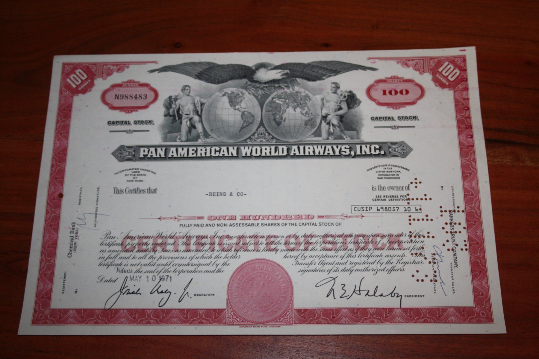 Pan Am Airways Aktie, 100 Anteile, Rarität, ein Hingucker! (Gebraucht ...