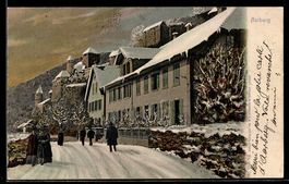 AK Aarburg, Schloss und verschneite Straßenpartie