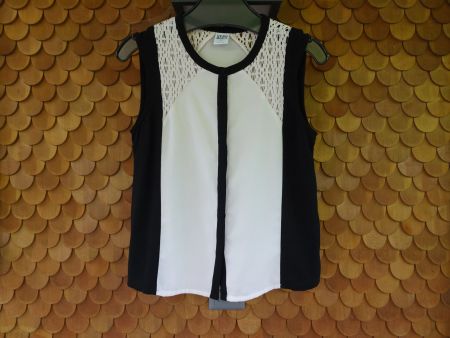 Schwarz-hellbeige Bluse von Vero Moda Gr. XS - 240799