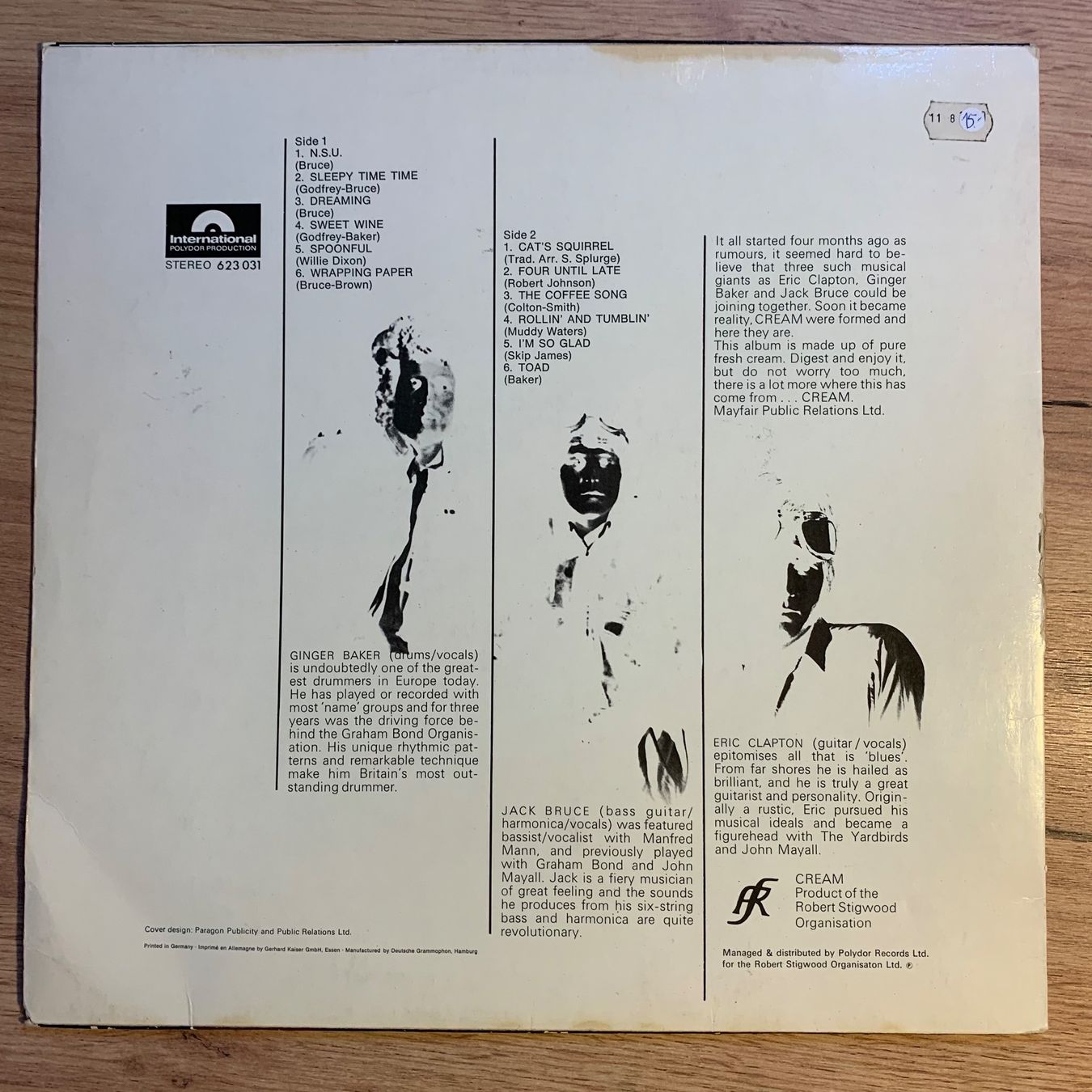 Dischi in vinile: CREAM - FRESH CREAM...OG GER 1966...VG+/VG – Usato da Gals venduto da Diskopatshop 1