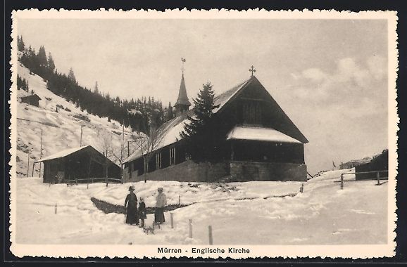 Cartoline postali: AK Mürren, Englische Kirche im Schnee – Usato da Berlin venduto da bartko-reher
