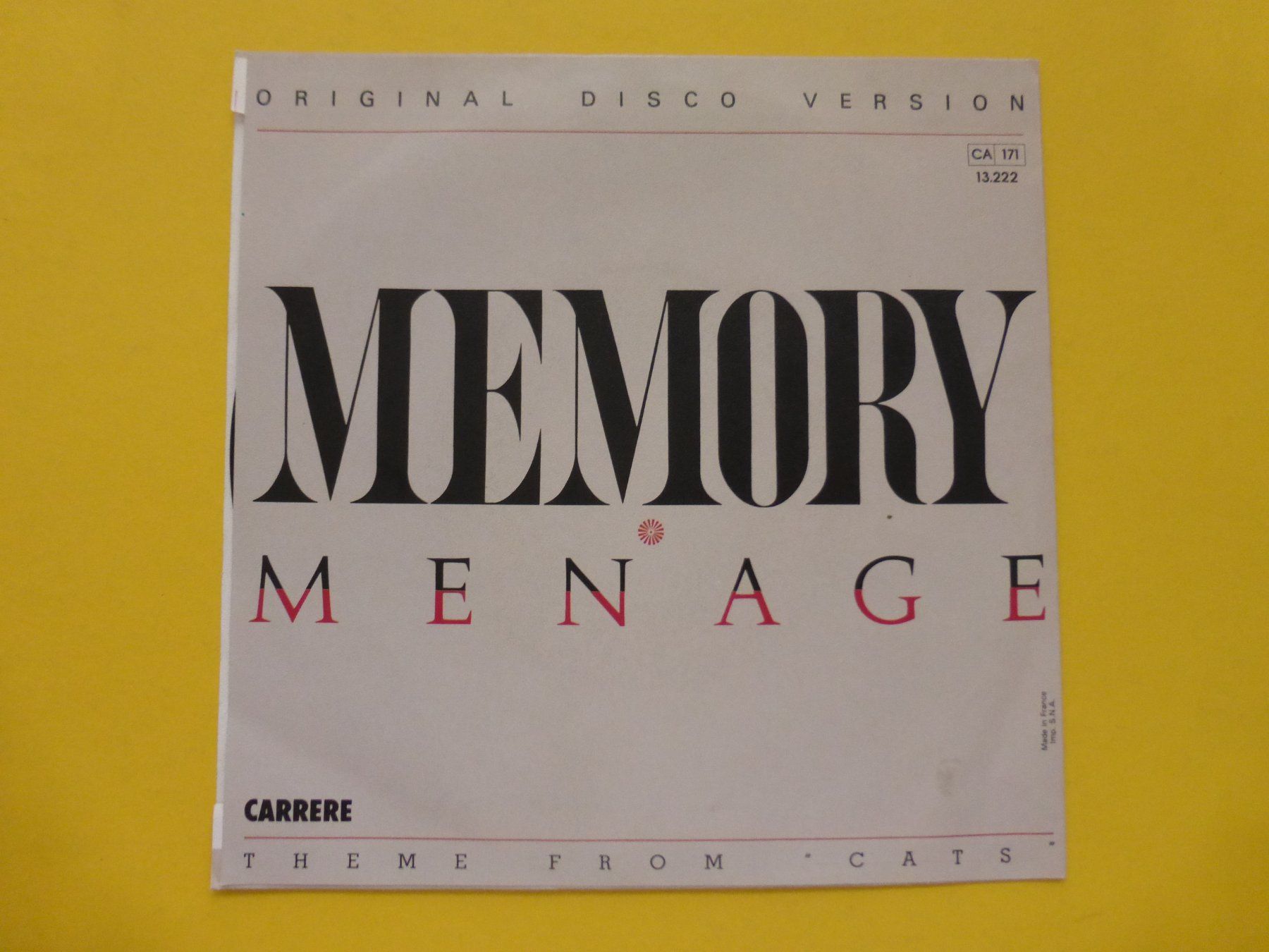 Dischi in vinile: Menage – Memory – Usato da Zürich venduto da Swiss57 1