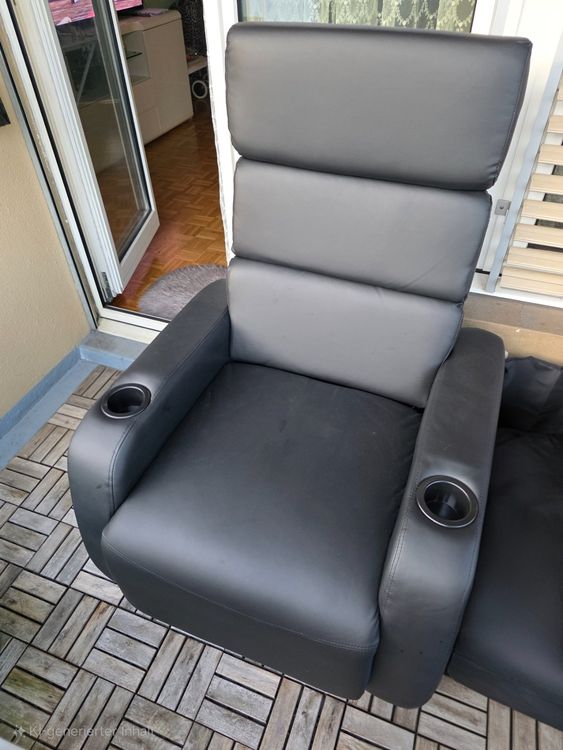 Sessel: Schwarzer Relaxsessel mit Getränkehalter, neuwertig! – Neu (gemäss Beschreibung) aus Gossau SG von seb_b29v 2