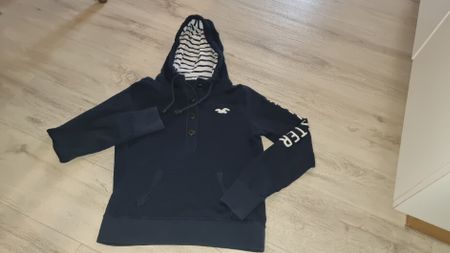Hollister Damen Hoodie Grösse M Navyblau gestreift Kapuze