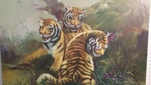 Gemälde: Busdee "Drei Tiger" Gemälde – Gebraucht aus Zürich von Galerie-Kunst