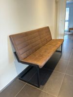 Sitzbank Wildlederoptik braun Metallgestell 180cm