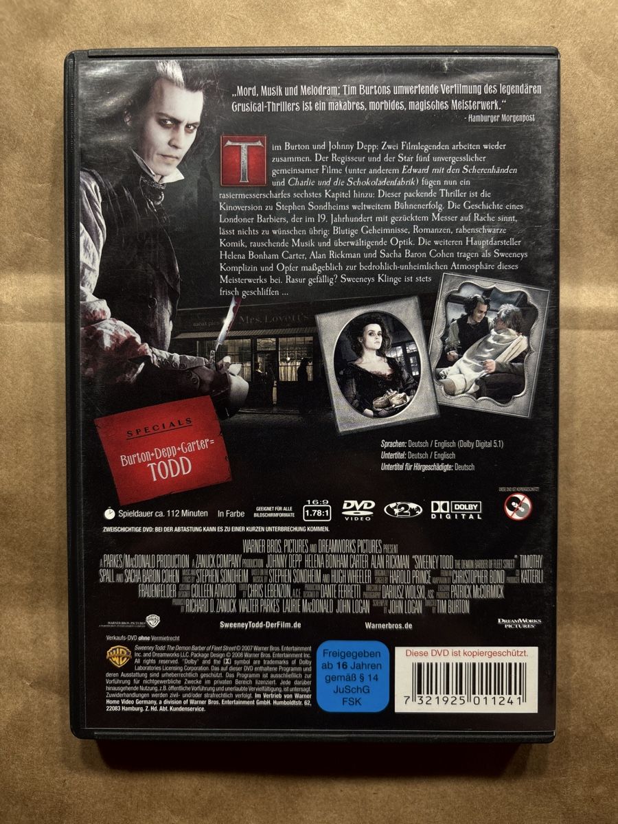Tutti i DVDs: Sweeney Todd (2404) – Usato da Ruswil venduto da Slivio_ 1