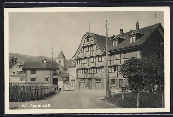 Cartoline postali: Appenzell, Strassenpartie mit Turmblick – Usato da Berlin venduto da bartko-reher