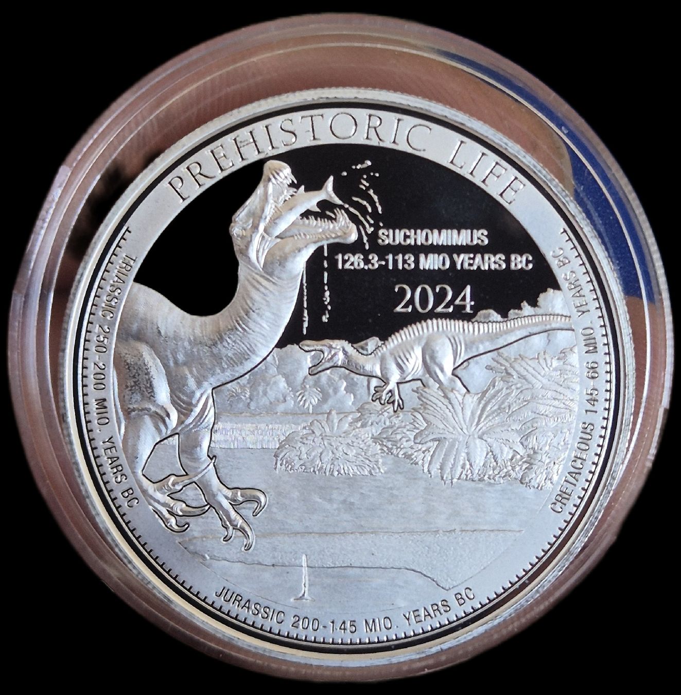Tutti le monete: 1 OZ Silber / Suchomimus / High Relief / ab 1.- – Nuovo e nell'imballaggio originale da Grenchen venduto da Grenchen_Coins