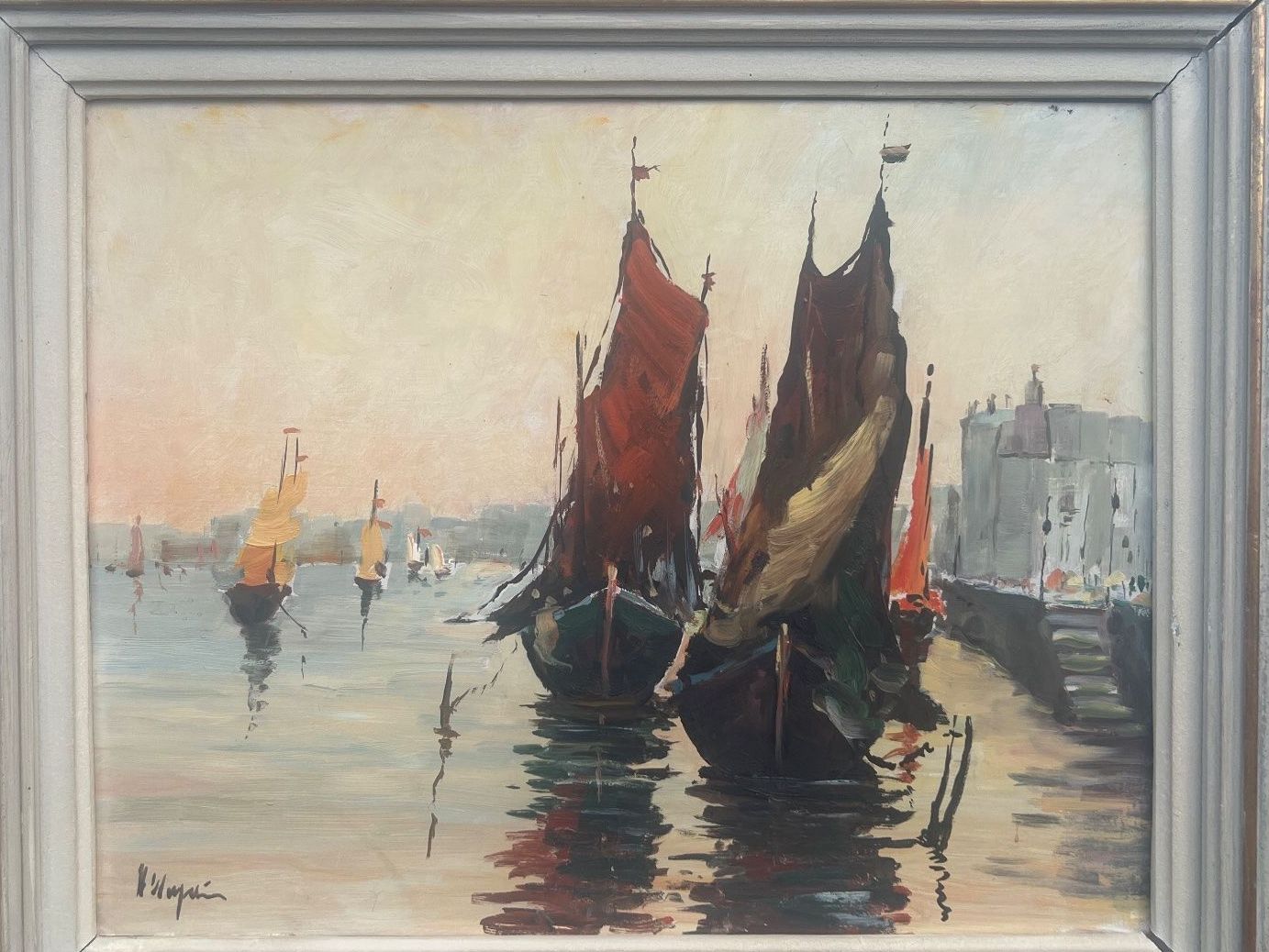 Tableaux: Huile Vignon Voiles rouges Bretagne – D'occasion à Biel/Bienne par pas_p9qc